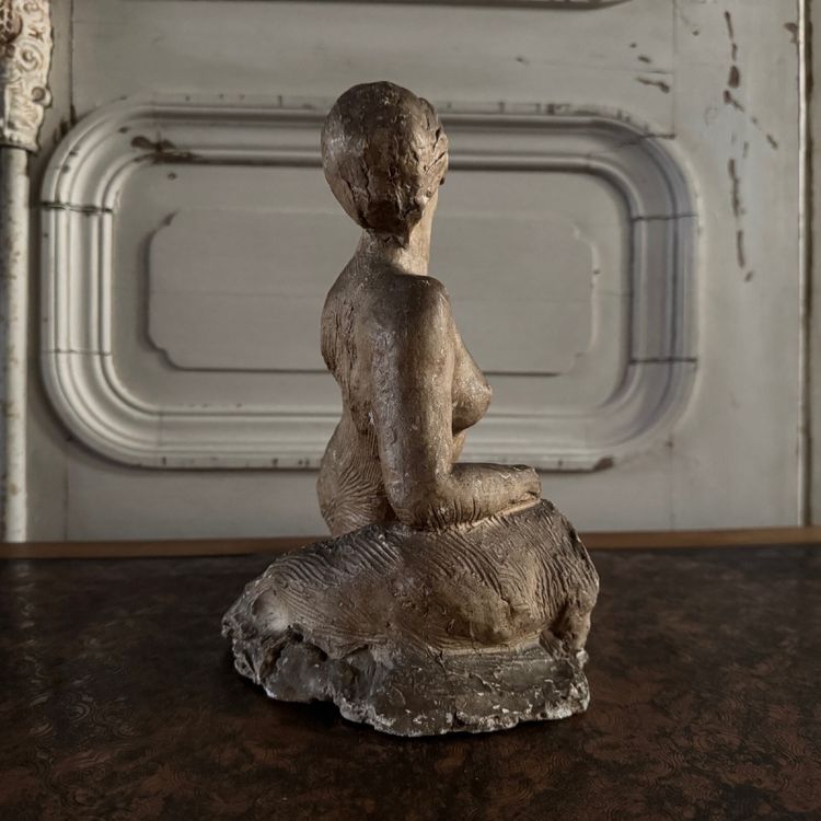 Studio plaster by Charles Filleul young seated nude woman