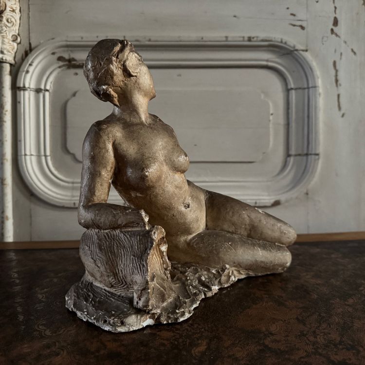 Studio plaster by Charles Filleul young seated nude woman
