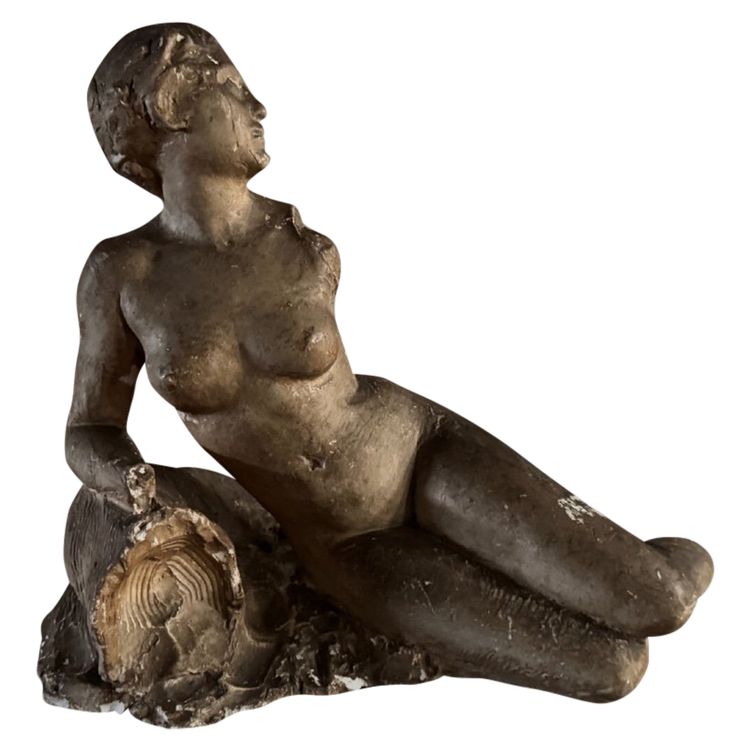 Studio plaster by Charles Filleul young seated nude woman
