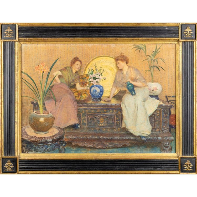 Sussurri e porcellana, acquerello di Hector Caffieri (1847–1932)