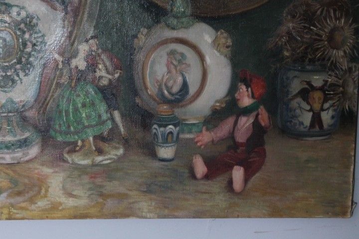 Antikes Ölgemälde auf Leinwand Augusto Baracchi (Modena 1878 – Mailand 1942) 1923 „Sammler“ m