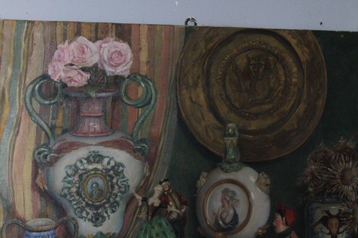 Antikes Ölgemälde auf Leinwand Augusto Baracchi (Modena 1878 – Mailand 1942) 1923 „Sammler“ m