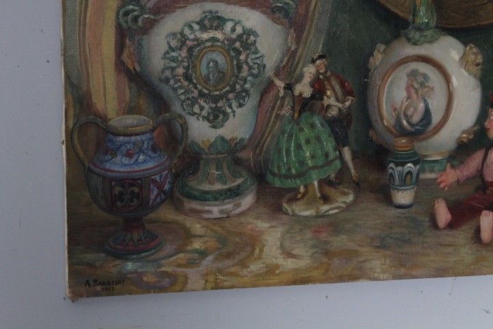 Antikes Ölgemälde auf Leinwand Augusto Baracchi (Modena 1878 – Mailand 1942) 1923 „Sammler“ m