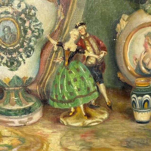 Antikes Ölgemälde auf Leinwand Augusto Baracchi (Modena 1878 – Mailand 1942) 1923 „Sammler“ m