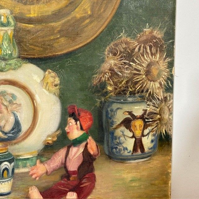 Antikes Ölgemälde auf Leinwand Augusto Baracchi (Modena 1878 – Mailand 1942) 1923 „Sammler“ m