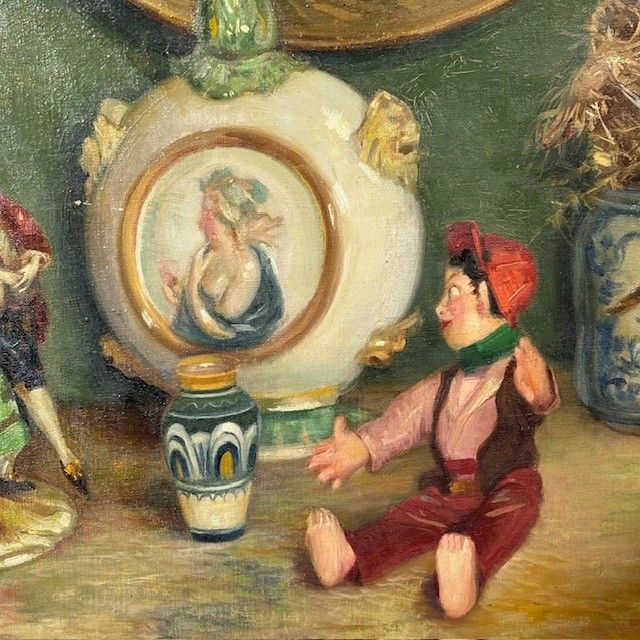 Antikes Ölgemälde auf Leinwand Augusto Baracchi (Modena 1878 – Mailand 1942) 1923 „Sammler“ m