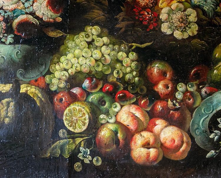H.S.T. Natura morta con frutta e fiori XVII secolo