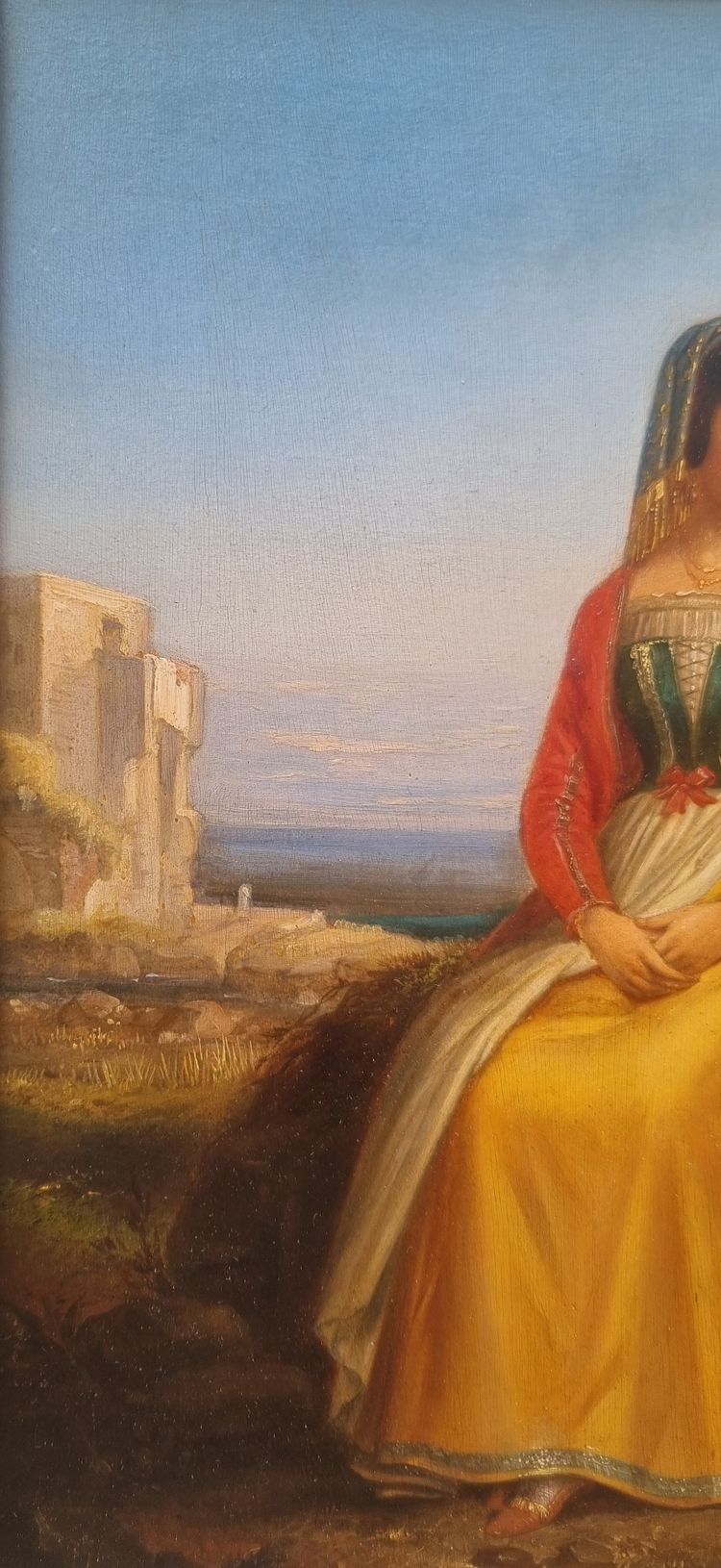 Ecole française du XIXe siècle - Portrait d'une jeune Italienne en costume du XVe siècle