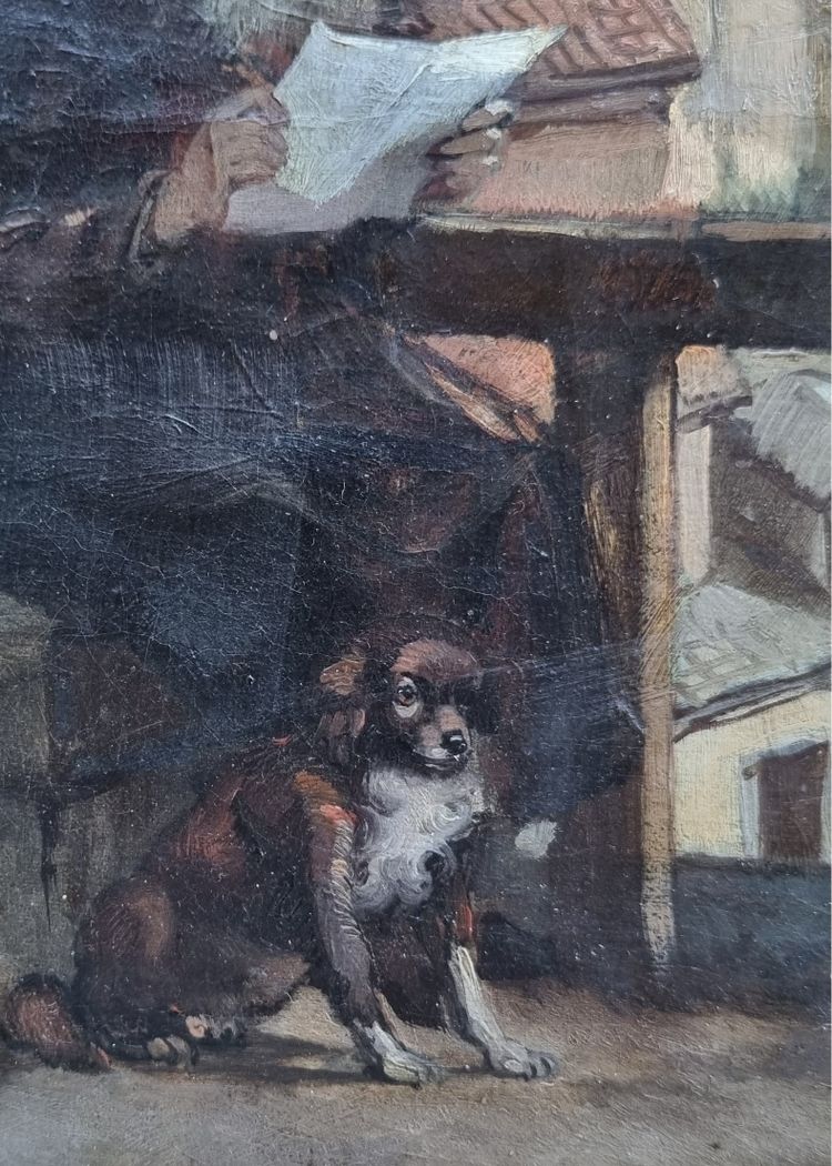 Victor KUHNEN - Il vecchio e il suo cane sul balcone di Bruges