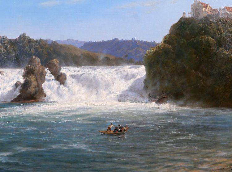 Johann Jakob ULRICH 1798-1877 Der Rheinfall, Neuhausen am Rheinfall, Schweiz, Gemälde 1866