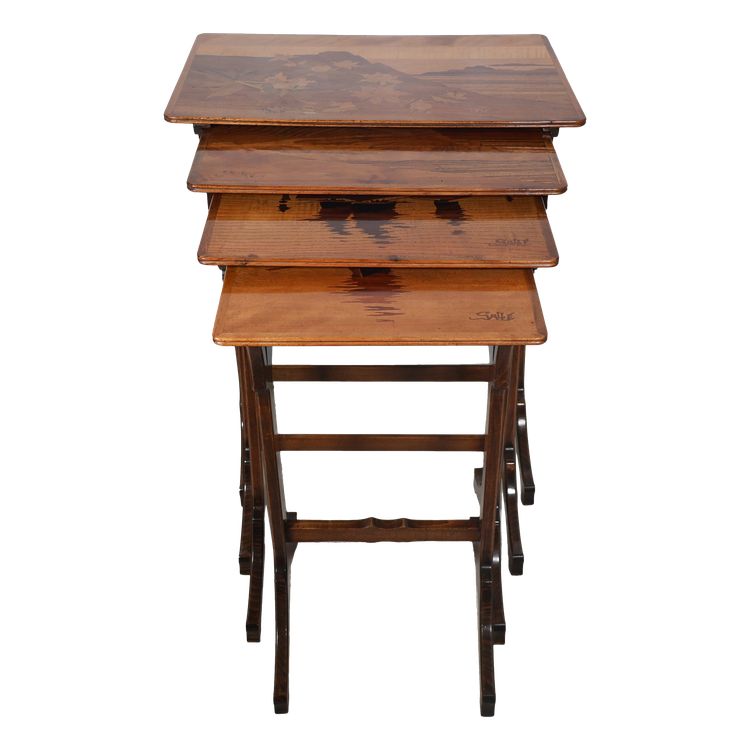 Émile Gallé, set of four nesting tables
