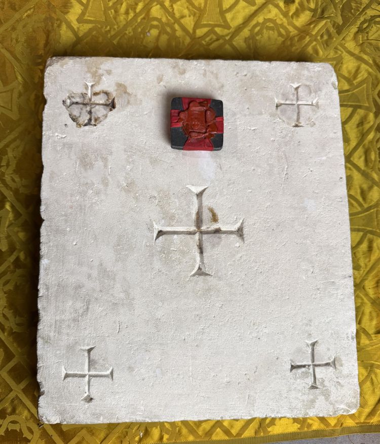 Limestone Altar Stone and Its Independent Relic – 19th Century