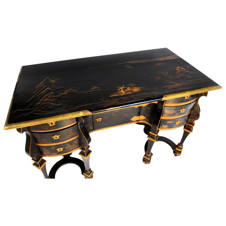 Mazarin-Schreibtisch mit schwarzem Hintergrund und Goldverzierung - Zeit Ludwigs XIV. - Um 1680