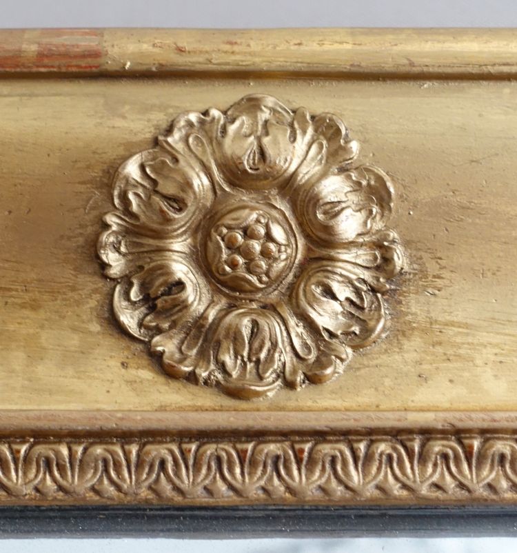 Large Empire giltwood fireplace mirror with mercury glass - 96cm x 142.5cm