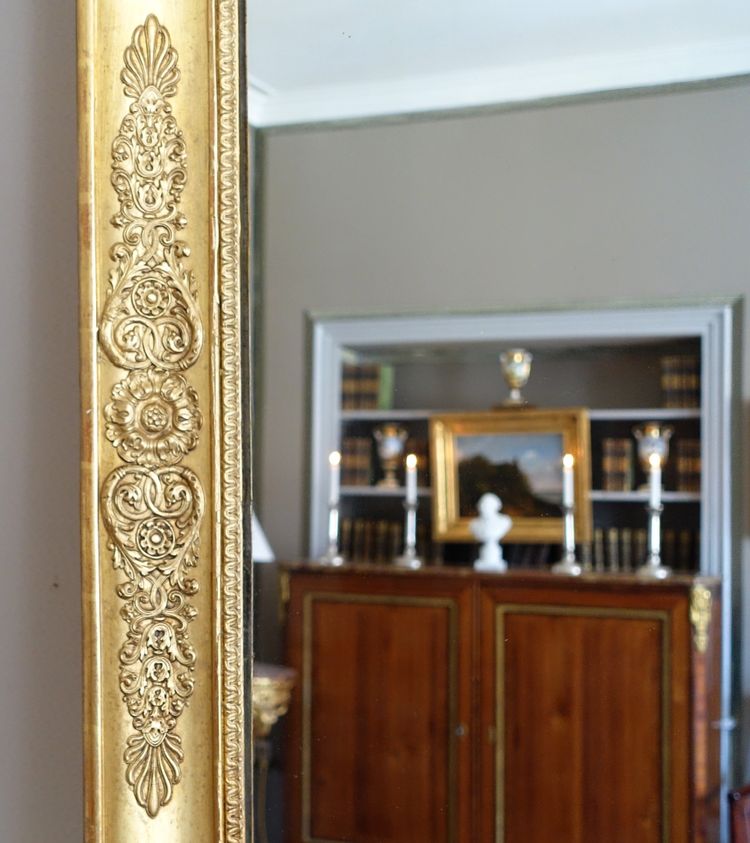 Large Empire giltwood fireplace mirror with mercury glass - 96cm x 142.5cm