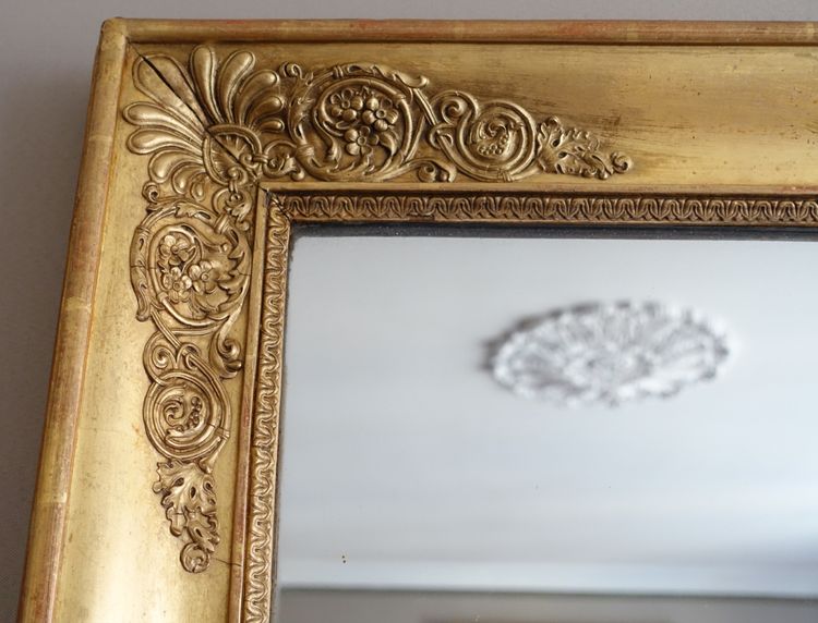 Large Empire giltwood fireplace mirror with mercury glass - 96cm x 142.5cm