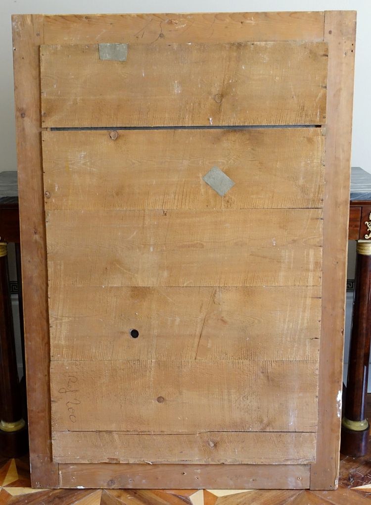 Large Empire giltwood fireplace mirror with mercury glass - 96cm x 142.5cm