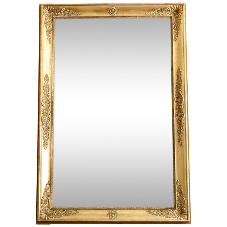 Large Empire giltwood fireplace mirror with mercury glass - 96cm x 142.5cm
