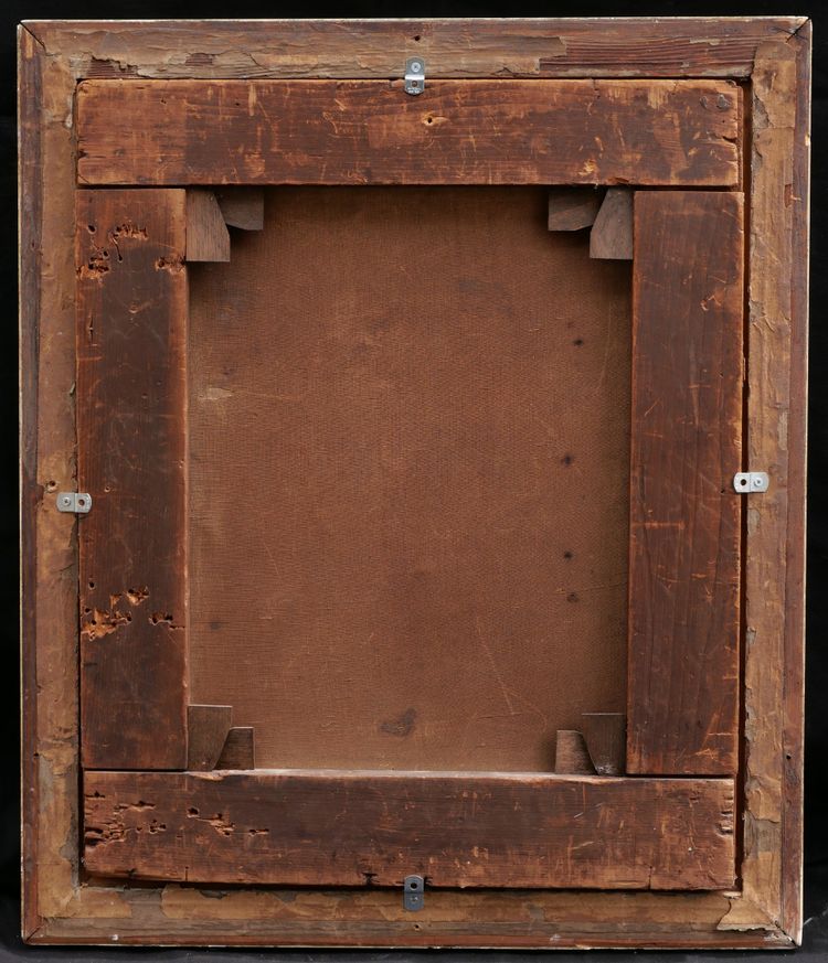 SCUOLA TEDESCA, 1871, uomo con un bicchiere di birra e una ragazza in un interno