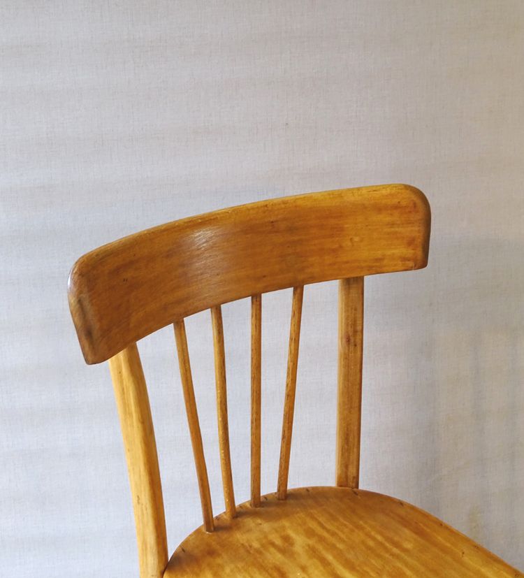 2 chaises bistrot 1950, Luterma , bois blond - no Thonet -no Baumann