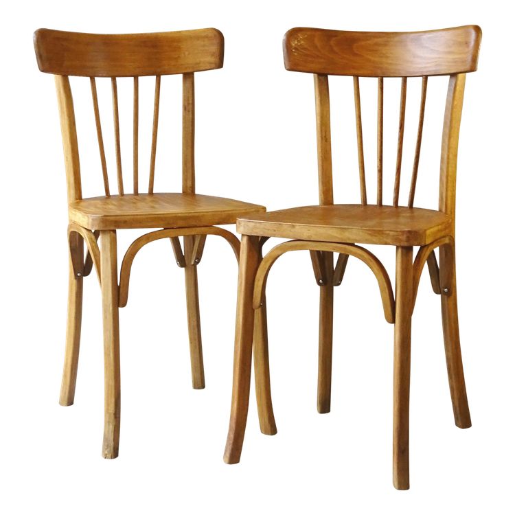 2 chaises bistrot 1950, Luterma , bois blond - no Thonet -no Baumann