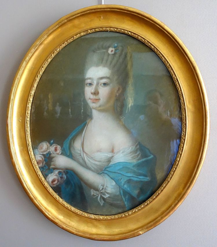 Scuola francese del XVIII secolo, ritratto di signora aristocratica in Flora, pastello, periodo Luigi XV