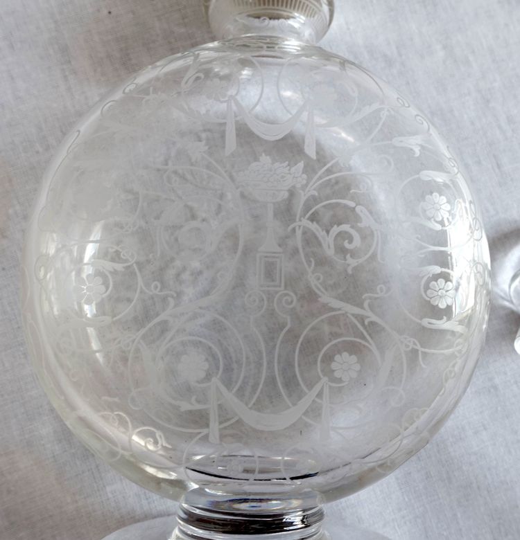 Baccarat - Michelangelo crystal liqueur decanter mounted in solid silver, Minerve hallmark