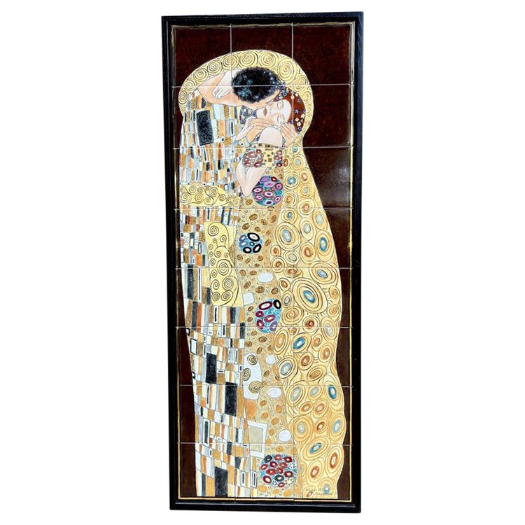 Gemälde auf Keramik nach Klimts "Der Kuss" - 24 Karat Vergoldung