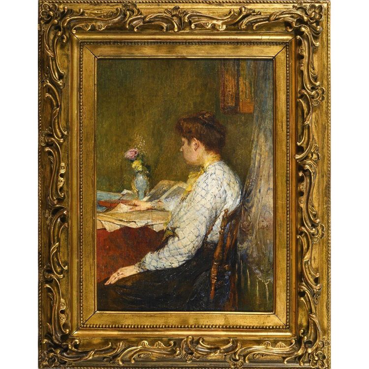 Lesende Frau, Öl auf Leinwand um 1896