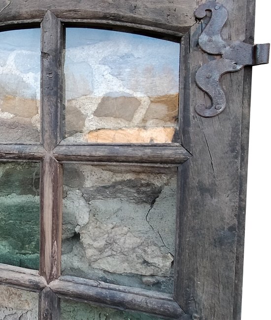 Two antiche porte di quercia del 17° secolo con porta a libro per finestre in legno