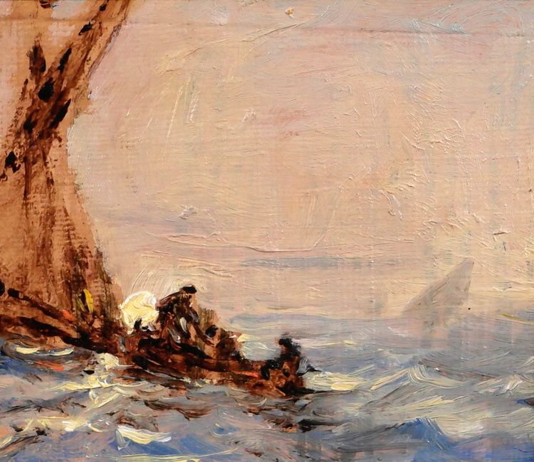 Sauveur BERNAY-THIERIC 1874-1963 Boot auf dem Meer, Lichteffekt, Gemälde, um 1900 Impressionismus