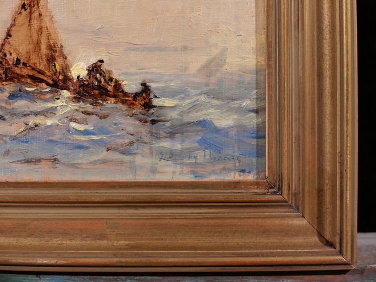 Sauveur BERNAY-THIERIC 1874-1963 Boot auf dem Meer, Lichteffekt, Gemälde, um 1900 Impressionismus