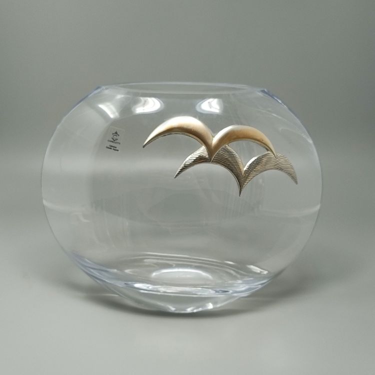 Vaso di lusso anni '70 in cristallo e argento di Camilletti. Prodotto in Italia
