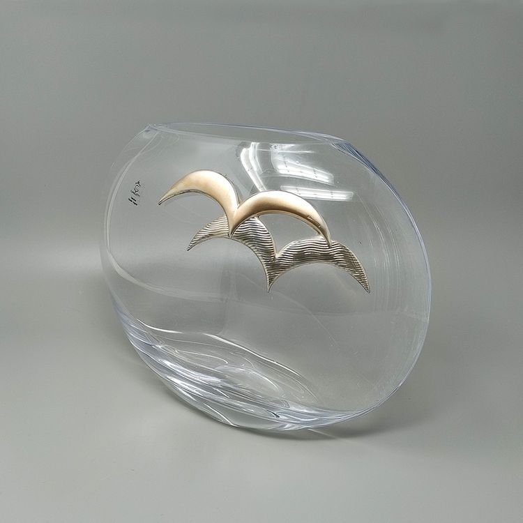 Vaso di lusso anni '70 in cristallo e argento di Camilletti. Prodotto in Italia