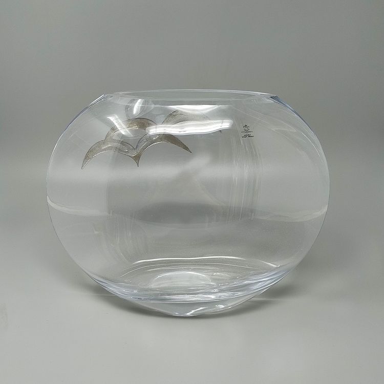 Vaso di lusso anni '70 in cristallo e argento di Camilletti. Prodotto in Italia