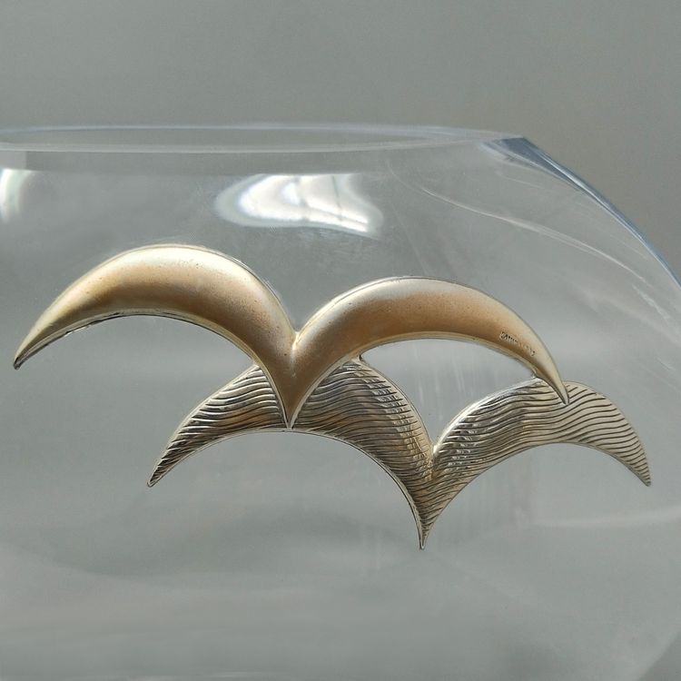 Vaso di lusso anni '70 in cristallo e argento di Camilletti. Prodotto in Italia