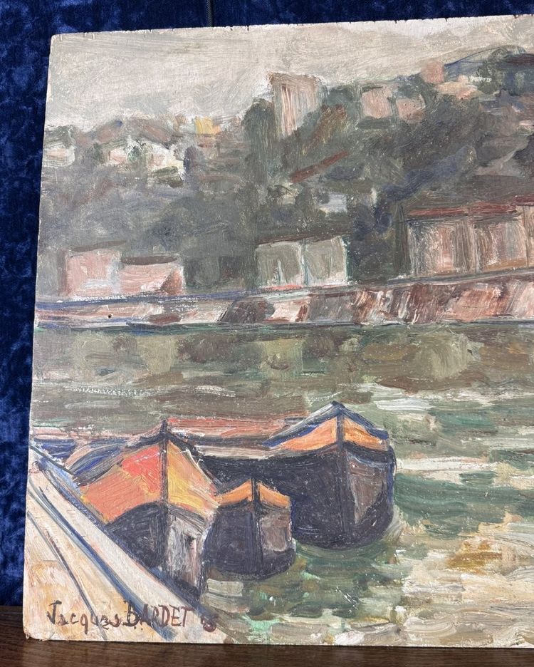 Jacques Bardet : tableau huile sur panneau époque circa 1940 signé