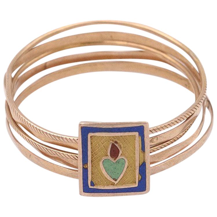 Anello sentimentale a più anelli in oro rosa 18 carati, cuore sacro, virtù, gioielleria regionale