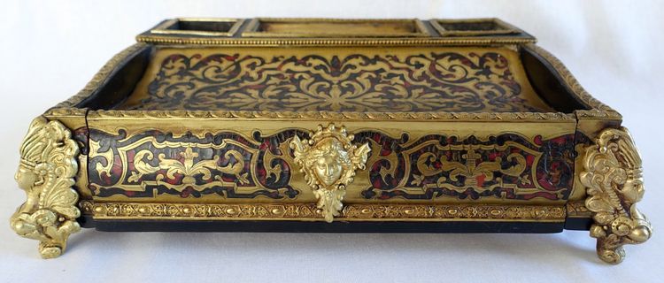 Large Napoleon III inkwell in the Louis XIV style, Boulle marquetry desk set