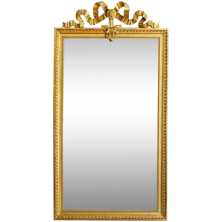 Miroir de cheminée / à suspendre, style Louis XVI, bois doré - 79cm x 150cm