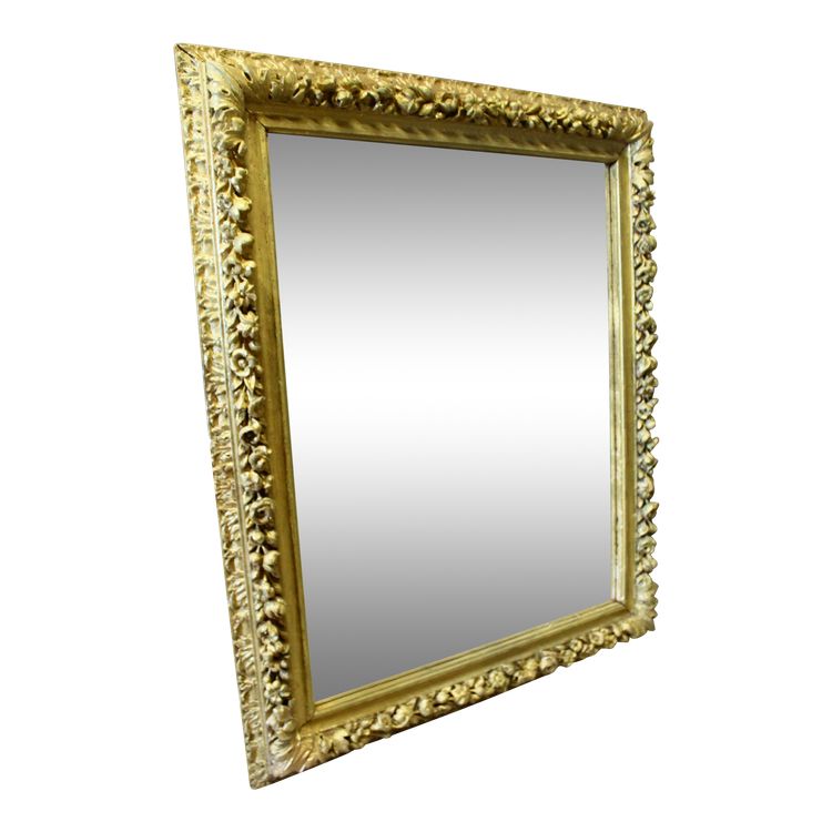 Important Miroir Louis XIV Richement Sculpté De Fleurs En Bois Doré