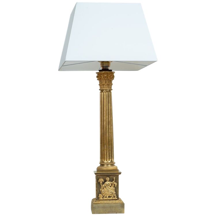 Lampe Empire ancienne française en bronze doré, début XIXe siècle.