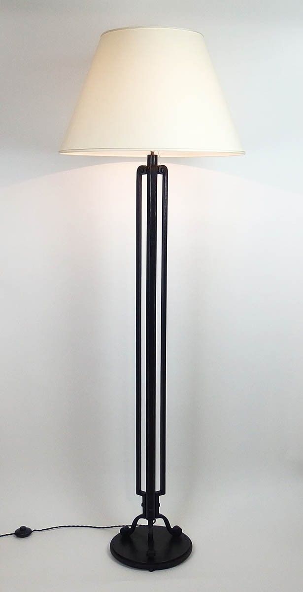 Art Deco wrought iron floor lamp by Emil Maïer