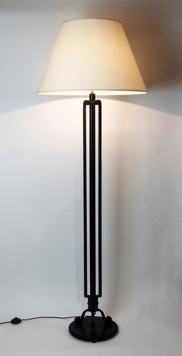Art Deco wrought iron floor lamp by Emil Maïer