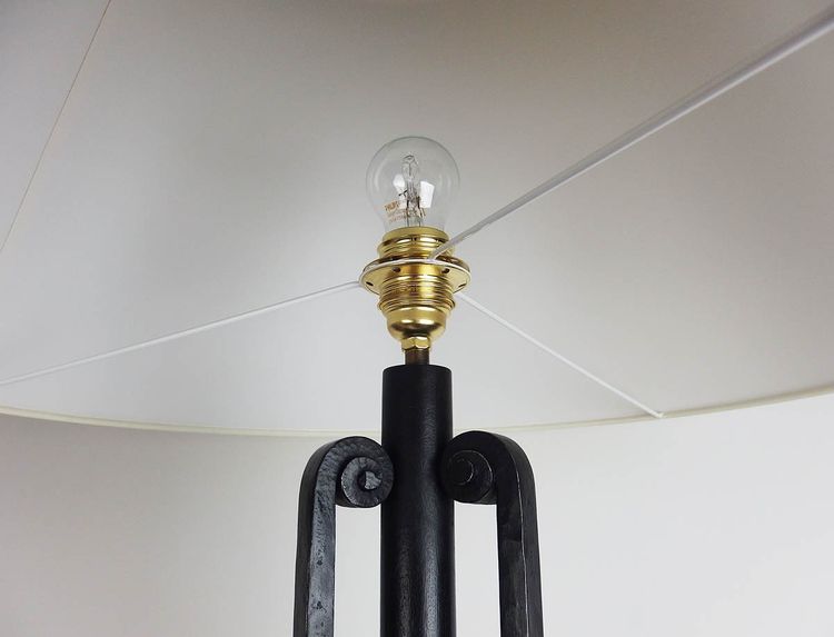 Art Deco wrought iron floor lamp by Emil Maïer