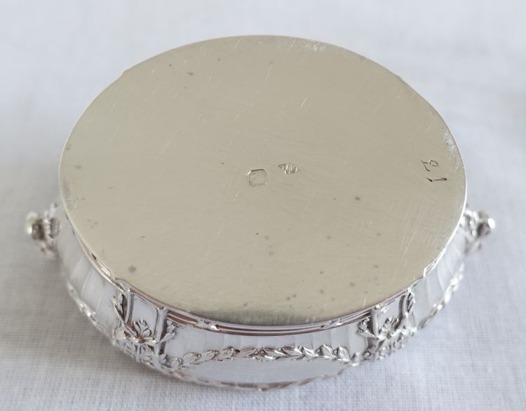 Puiforcat: suite of 4 solid silver salt cellars, Louis XVI style, ram heads