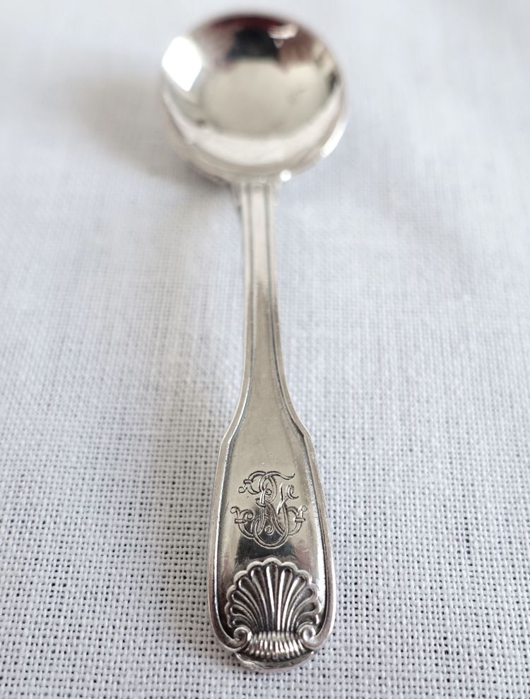 Puiforcat: suite of 4 solid silver salt cellars, Louis XVI style, ram heads