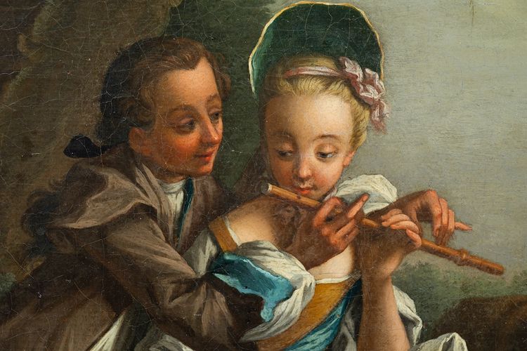 Paire de petit tableau anciennes huile sur toile France fin XVIIIe siècle.