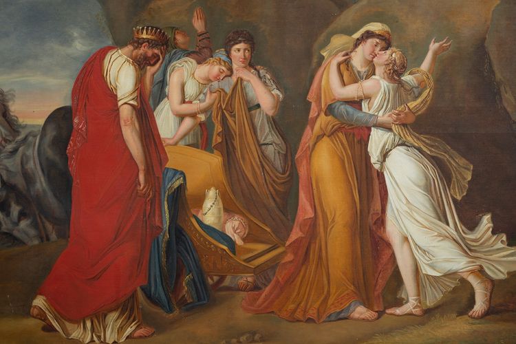 Tableau ancienne néoclassique huile sur toile France début 19ème siècle.