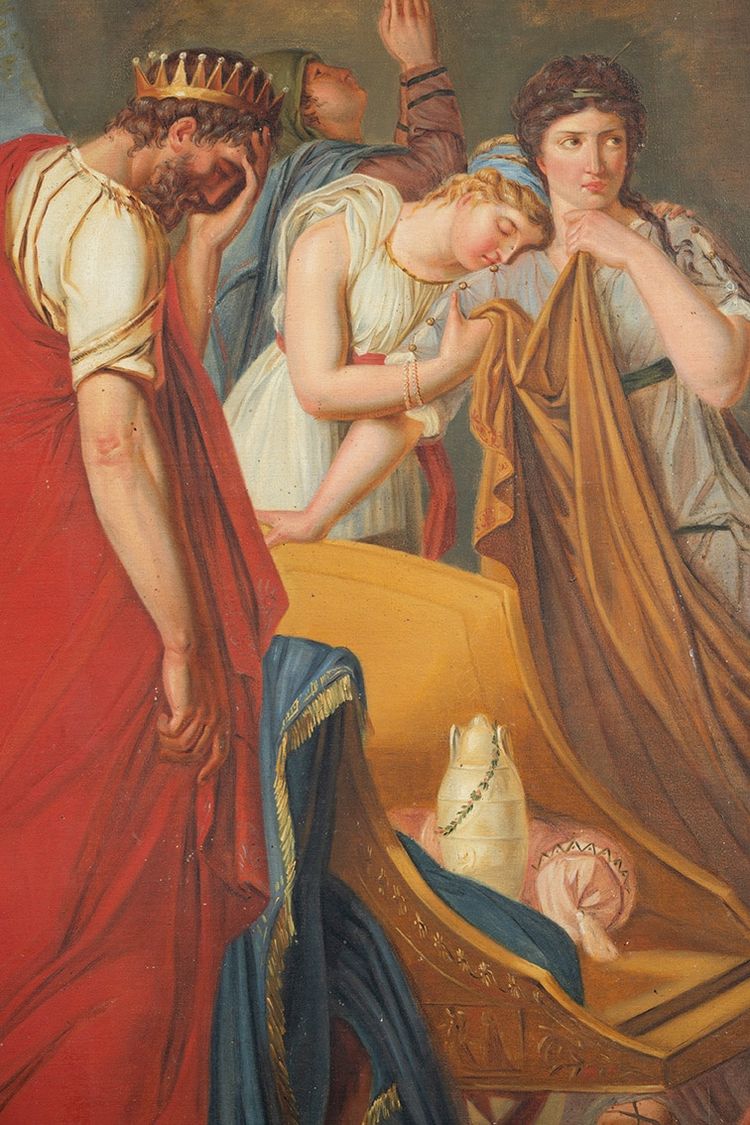 Tableau ancienne néoclassique huile sur toile France début 19ème siècle.